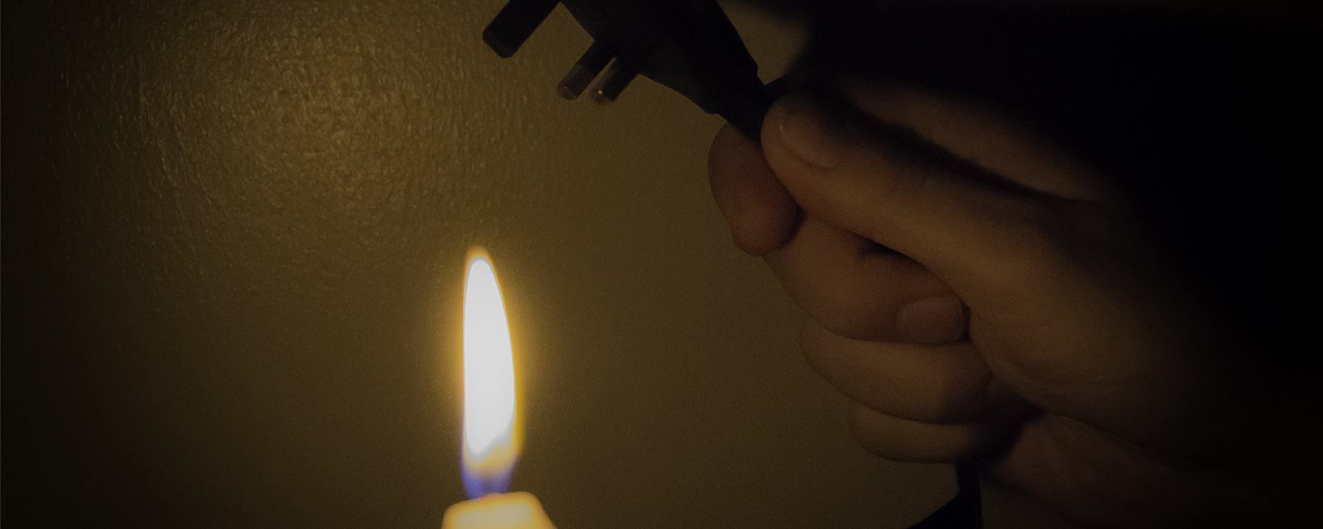 candle lit during power outage